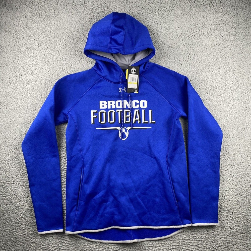 NWT Women Loose Coldgear Under Armour Blue FSU Bronco FootBall Hoodie Sz Medium - Picture 1 of 10